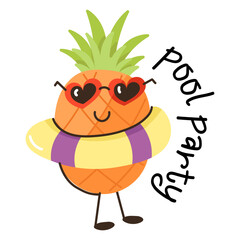 Poster - Cute pineapple flat sticker, editable design 