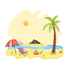 Wall Mural - An eye catchy flat illustration of island 