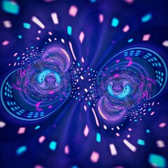 Wall Mural - big data, information glowing colorful tunnel with particle. abstract background