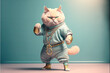 Cat dressed in hiphop clothes with gangster vibes, pastel colored. Generative AI