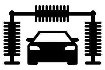 Car wash icon with rollers flat design black