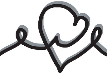 Continuous one line drawing heart. Love linear doodle symbol.