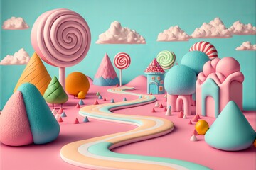 Wall Mural - Sweet Candy board game, pastel colored. Generative AI