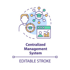 Wall Mural - Centralised management system concept icon. Student tracking. LMS benefit abstract idea thin line illustration. Isolated outline drawing. Editable stroke. Arial, Myriad Pro-Bold fonts used