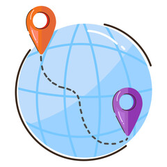 Sticker - Navigate the location, flat doodle icon of geolocation 