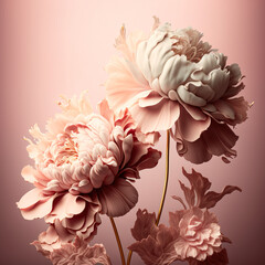 Wall Mural - Spring creative soft concept of fresh Spring flowers and roses. Holidays in which women receive a surprise and a bouquet of flowers. Illustration. Generative AI.