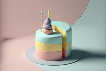 Wall Mural - Minimal stylish Birthday Party in pastel colors. Generative AI