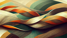 Colorful Vintage Feather Organic Background, Teal And Orange Lines