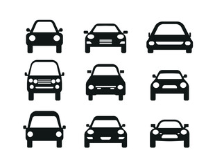 Canvas Print - Car vector icon. Isolated simple view front logo illustration. Sign symbol. Auto style car logo design with concept sports vehicle icon silhouette