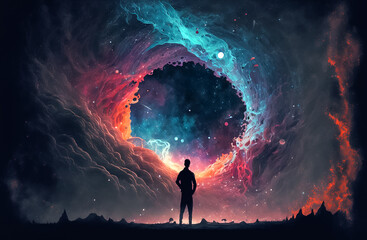 Wall Mural - human and infinite universe, cosmic digital art