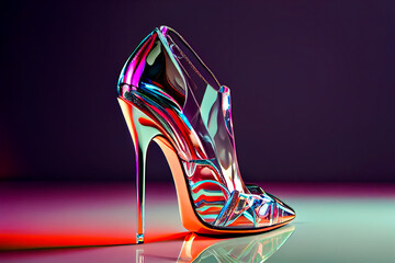 Wall Mural - Glass high heel shoe.  Image created with Generative AI technology.