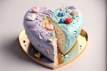 Wall Mural - Minimal stylish birthday cake in pastel colors. Generative AI