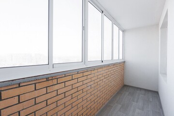 interior decoration of the interior of the balcony of a residential apartment. view from the balcony.