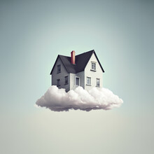 Home Floating On Clouds, Generative AI Illustration