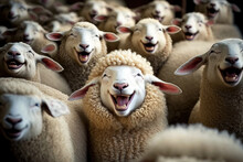 Laughing Sheep, Generative AI Illustration