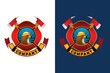 eagle firefighter helmet tools and equipment Fire department badges illustration logo