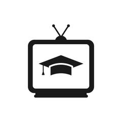 Wall Mural - Education show on tv icon flat style isolated on white background. Vector illustration