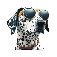 Wall Mural - dalmatian dog wearing sunglasses isolated on transparent background, 