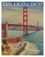 Travel Vintage Poster San Francisco For Holiday Manifest Sign