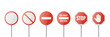 © gomolach - Vector White and Red Glossy Prohibition Stop Signs - Warning, Danger Sign Frame Icon Set Isolated. Dangerous Plates Collection. Design Template of Road Sign