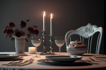 Wall Mural - Festive table arrangements for Valentine's Day