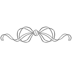 line art bow clipart. vintage ribbon bow tie on the white isolated background.