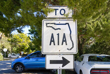 Sign For Directions To Florida Highway A1A. Taken In St. Augustine, FL