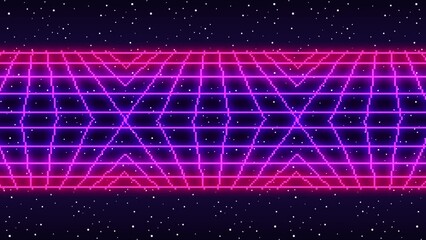 Wall Mural - Animated Retro background. Motion design. Synthwave. Pixel art 8bit Vector video game