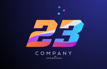 Wall Mural - colored number 23 logo icon with dots. Yellow blue pink template design for a company and busines
