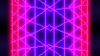 Poster - Animated Retro background. Motion design. Synthwave. Pixel art 8bit Vector video game