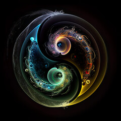 Wall Mural - Soul in balance, yin-yang in perfect harmony, spirituality, esoteric, meditation, metaphysic, peace of the soul, inner power and calm, illustration, generative art