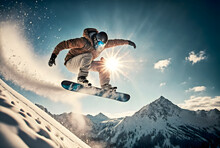Illustration Winter Sport, Snowboard And Skii, Generative AI