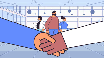 Canvas Print - businesspeople shaking hands with each other handshake successful deal agreement partnership cooperation teamwork