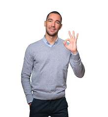 Poster - Happy young man doing an all right gesture