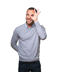 Wall Mural - Happy young man using his hands like a binoculars