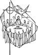 Hand drawn illustration of jesus eucharist in community.
