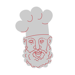 Wall Mural - Mono line illustration of head of chef with beard wearing  toque blanche hat viewed from front done in monoline line drawing art style.