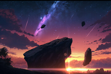 Wall Mural - meteors falling from the sky