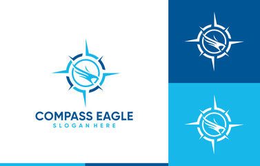strong modern compass eagle logo design