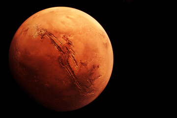 Wall Mural - planet mars on a dark background. elements of this image furnished by nasa