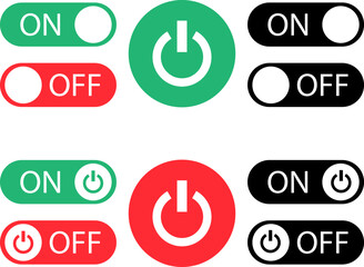 Set of turn on and off buttons. Vector illustration isolated on white background