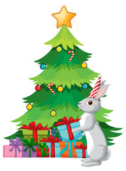 Poster - Christmas tree with rabbit