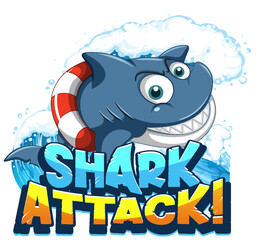 Wall Mural - Font design for words shark attack