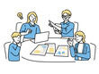 © bebe   - 会議、相談のイラスト(グループワーク、ミーティング、プレゼンテーション、同僚) Illustration of meetings and consultations.Group work, meetings, presentations, colleagues.