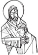 Hand drawn illustration of Christ and young man.