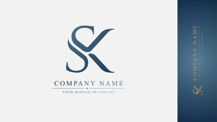 Wall Mural - Desaign Logo initial SK premium style