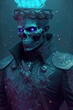 Skeleton ghost demon in a military uniform portrait. Fictional dead prince. Generative AI