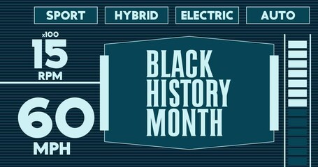 Poster - Futuristic Car Dashboard with Black History Month Text. Digital Graphical User Interface Animation.