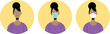 Face of young black woman flat vector set illustration, wearing a disposable surgical blue mask and a FFP2 KN95 white mask. Isolated character close-up. Protecting yourself during covid-19 pandemic. 