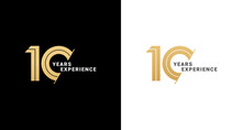 10 Years Logo Or 10 Years Experience Logo Vector On White And Black Background. Logos 10 Years Experience. Suitable For Marketing Logos Related To 10 Years Of Experience In The Business Or Industry.